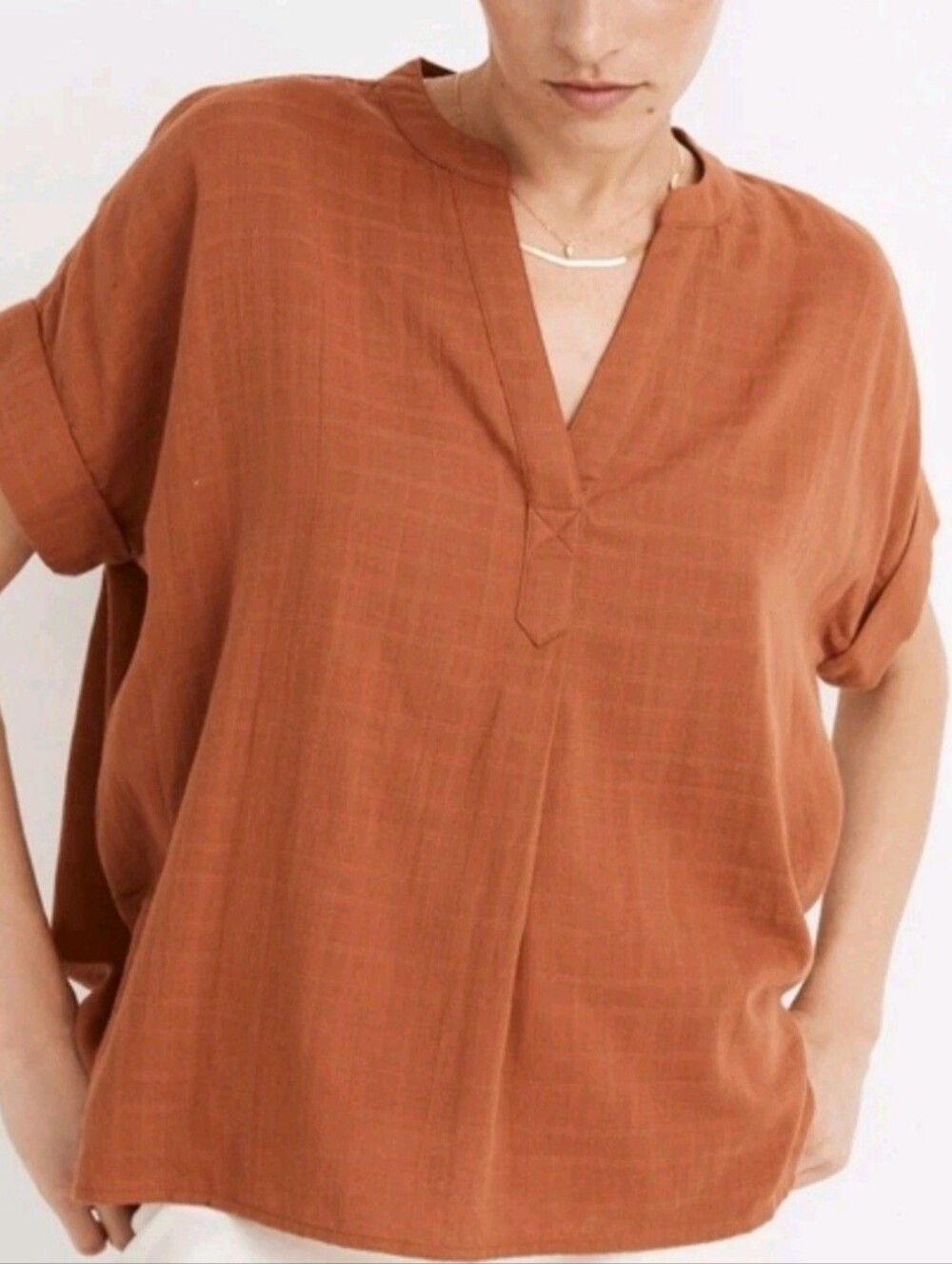 Madewell Rust Orange Short-Sleeve Tunic Top